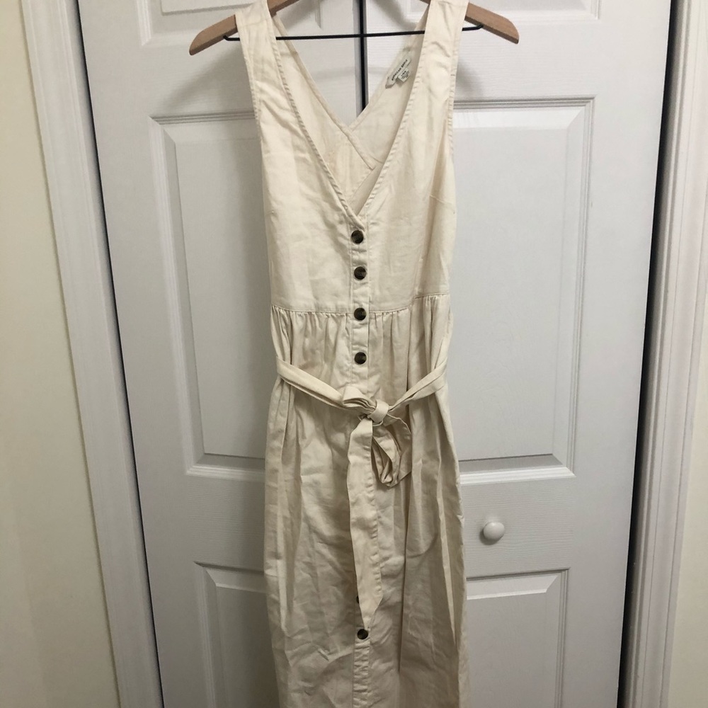 Cream Denim Midi Dress